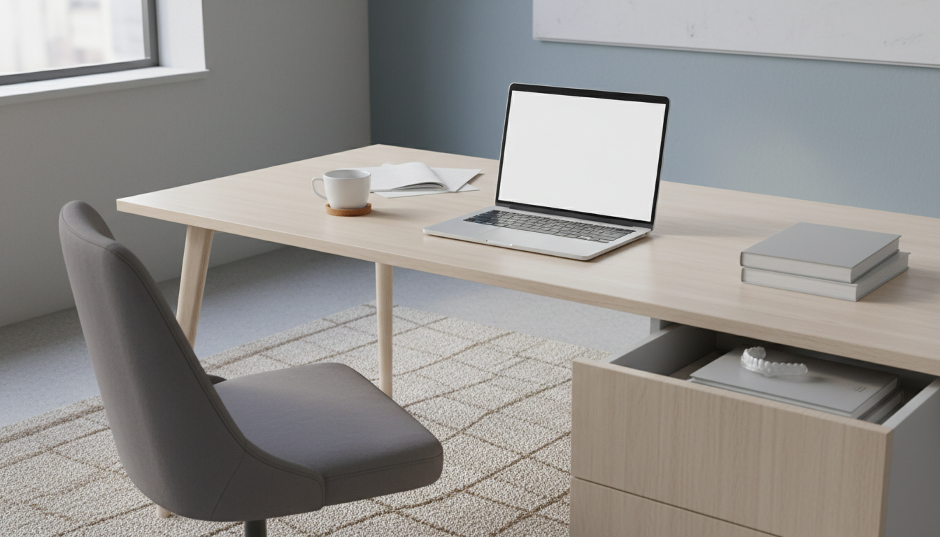 マウスピース矯正装置を手に持つ歯科医師の手元